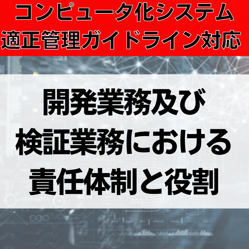 【コンピュータ化システム適正管理ガイドライン対応】開発業務及び検証業務における責任体制と役割